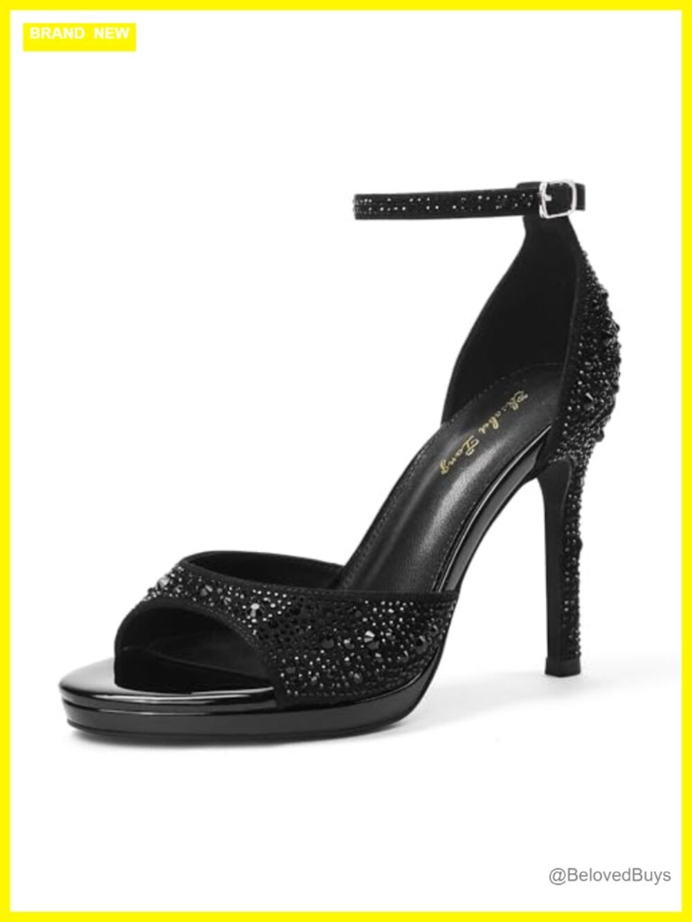 Platform Heeled Sandals Round Open Toe Stiletto Faux Leather Party Dress Shoes